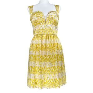 Opening Ceremony Yellow Silk Dress Size M Geometric Print
